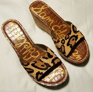 Sam Edelman wedge slides animal print size 7.5